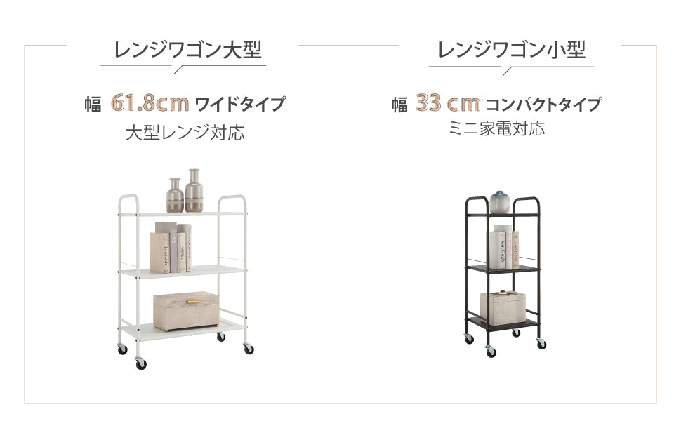 サニーポイント レンジワゴン 3段 キャスター付き スチール製 食器収納 小型 [幅32.5×奥行30×高さ84.5 cm]